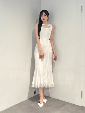 「MERCURYDUO（マーキュリーデュオ）のカットレースカットアウトワンピース（ワンピース、その他）」を使った、kyokaさん（レディース・167cm）の夏コーディネート