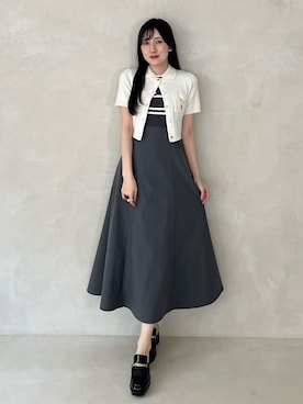 「MERCURYDUO（マーキュリーデュオ）のアイテム（シューズ、ブラック系）」を使った、kyokaさん（レディース・167cm）の夏コーディネート