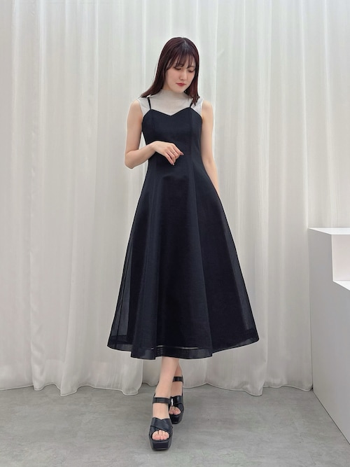 【マーキュリーデュオ】 (F) シアーフレアミニワンピース 姫袖 黒 マーキュリーデュオ MERCURYDUO 襟付きフロントフリルミニ