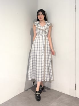 「MERCURYDUO（マーキュリーデュオ）のローファーサボ（ローファー、ブラック系）」を使った、kyokaさん（レディース・167cm）の夏コーディネート