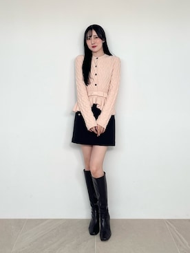 「MERCURYDUO（マーキュリーデュオ）のストレッチロングブーツ（Boots、ブラック系）」を使った、kyokaさん（レディース・167cm）の秋コーディネート
