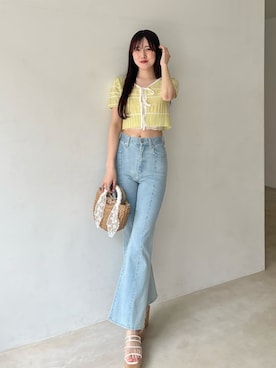 「MERCURYDUO（マーキュリーデュオ）のファロントップハンドルクロスボディバッグ（手袋、ベージュ系）」を使った、kyokaさん（レディース・167cm）の春コーディネート