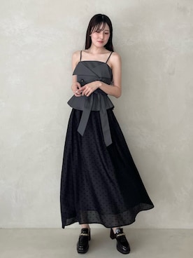 「MERCURYDUO（マーキュリーデュオ）のアイテム（シューズ、ブラック系）」を使った、kyokaさん（レディース・167cm）の夏コーディネート