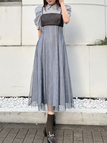 MERCURYDUO ビスチェドッキングパワショルシャツワンピース ビスチェドッキングパワショルシャツワンピース｜マーキュリーデュオ