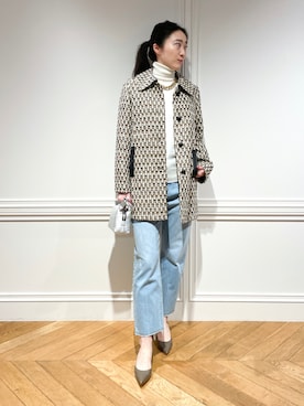 「アイテム（ステンカラーコート、ゴールド系）」を使った、TSUZUさん（レディース・165cm）の秋コーディネート