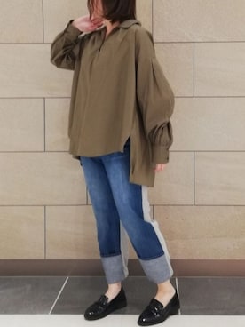 「Three Four Time（ｽﾘｰﾌｫｰﾀｲﾑ）のアイテム（パンツ）」を使った、rena.さん（レディース・157cm）の夏コーディネート