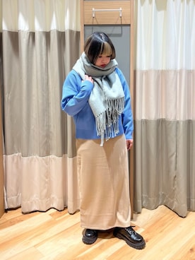 「スポンジニット」｜さっち🐾さん（レディース・152cm）の冬コーディネート