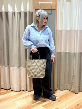 「Samansa Mos2 blue」｜「アイテム（パンツ）」を使った、さっち🐾さん（レディース・152cm）の春コーディネート