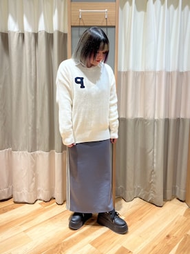 「オフホワイト」｜「アイテム（スカート）」を使った、さっち🐾さん（レディース・152cm）の秋コーディネート