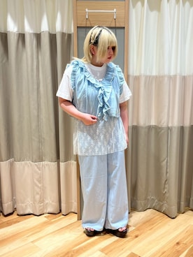 「オフホワイト」｜「アイテム（パンツ）」を使った、さっち🐾さん（レディース・152cm）の夏コーディネート