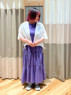 「オフホワイト」｜「アイテム（ワンピース/ドレス）」を使った、さっち🐾さん（レディース・152cm）の春コーディネート