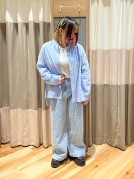 「オフホワイト」｜「アイテム（パンツ）」を使った、さっち🐾さん（レディース・152cm）の冬コーディネート