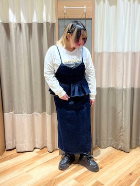 「オフホワイト」｜「アイテム（ワンピース/ドレス）」を使った、さっち🐾さん（レディース・152cm）の冬コーディネート
