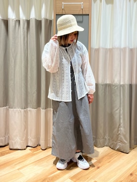 「オフホワイト」｜「アイテム（ワンピース/ドレス）」を使った、さっち🐾さん（レディース・152cm）の春コーディネート