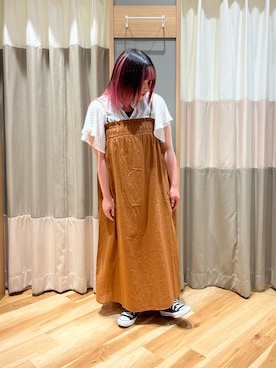 「オフホワイト」｜「アイテム（ワンピース/ドレス）」を使った、さっち🐾さん（レディース・152cm）の春コーディネート