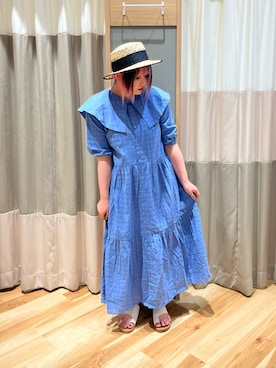 「オフホワイト」｜「アイテム（ワンピース/ドレス）」を使った、さっち🐾さん（レディース・152cm）の夏コーディネート