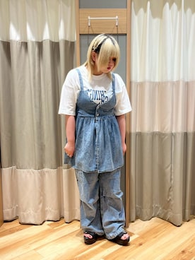 「オフホワイト」｜「アイテム（パンツ）」を使った、さっち🐾さん（レディース・152cm）の夏コーディネート