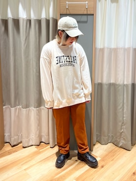 「Samansa Mos2 blue（サマンサモスモスブルー）のアイテム（パンツ、オレンジ系）」を使った、さっち🐾さん（レディース・152cm）の秋コーディネート