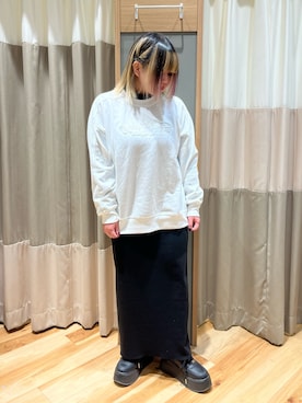 「オフホワイト」｜「アイテム（スカート）」を使った、さっち🐾さん（レディース・152cm）の冬コーディネート