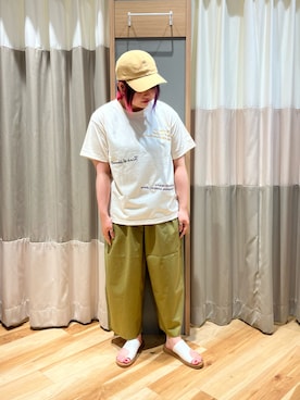「オフホワイト」｜「アイテム（サンダル）」を使った、さっち🐾さん（レディース・152cm）の夏コーディネート