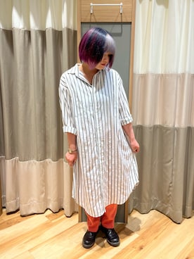 「Samansa Mos2 blue（サマンサモスモスブルー）のアイテム（シャツワンピース）」を使った、さっち🐾さん（レディース・152cm）の春コーディネート