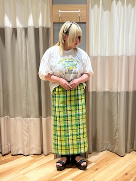 「オフホワイト」｜「アイテム（スカート）」を使った、さっち🐾さん（レディース・152cm）の夏コーディネート