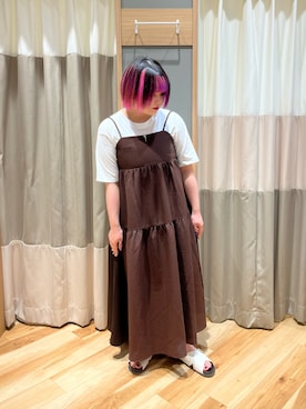 「オフホワイト」｜「アイテム（ワンピース/ドレス）」を使った、さっち🐾さん（レディース・152cm）の夏コーディネート