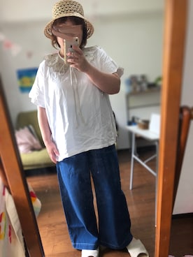 「studio CLIP（スタディオクリップ）のナチュラルアソート付け襟（付け襟）」を使った、にこさん（レディース・160cm）の夏コーディネート