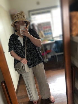 「PLST（プラステ）のアイテム（帽子）」を使った、にこさん（レディース・160cm）の夏コーディネート