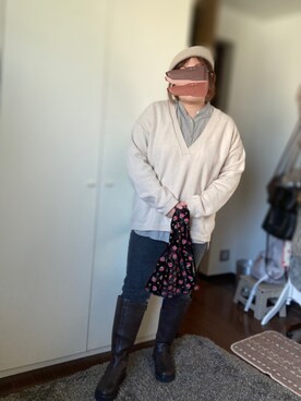 「yuni（ユニ　）のアイテム（帽子）」を使った、にこさん（レディース・160cm）の秋コーディネート