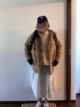 「studio CLIP（スタディオクリップ）のアイテム（その他アウター）」を使った、にこさん（レディース・160cm）の冬コーディネート