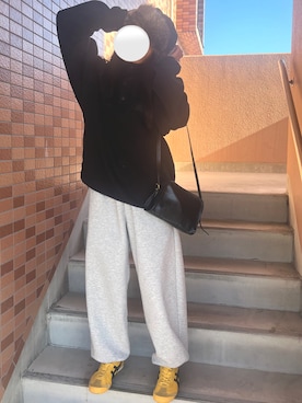 「アイテム（スウェットパンツ）」を使った、rimajiさん（レディース・162cm・40代）の冬コーディネート