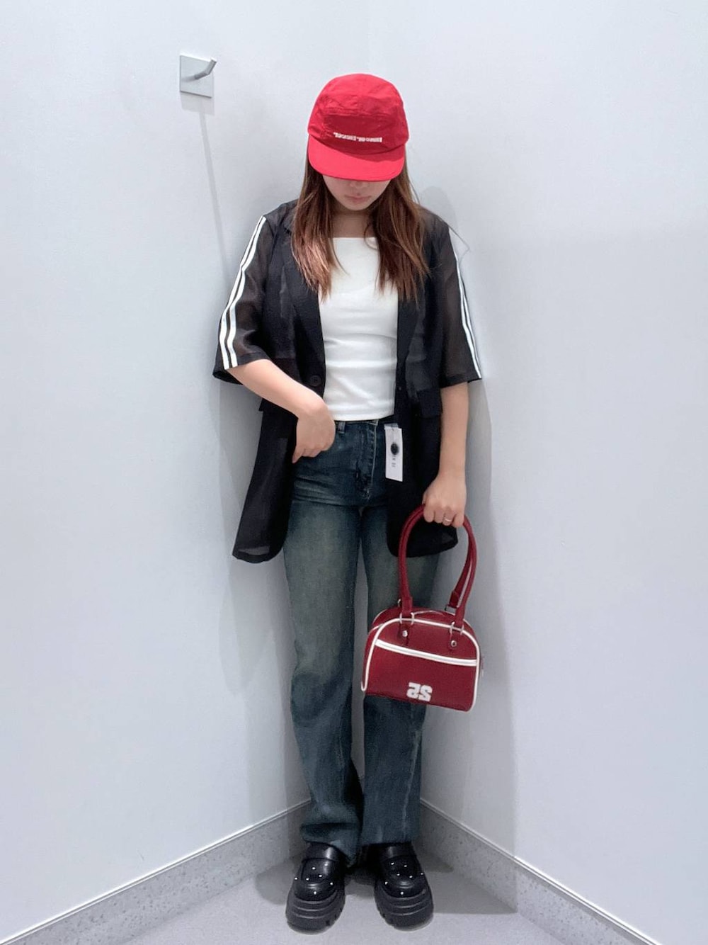 「ラフ、ジャケット、シアートップス」｜「FOREVER 21の【2024SS】シアーラインジャケット（テーラードジャケット、その他）」を使った、amiriiiさん（レディース・161cm）の春コーディネートの1枚目の写真