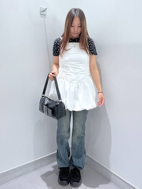 「アイテム（モカシン/デッキシューズ）」を使った、amiriiiさん（レディース・161cm）の夏コーディネート