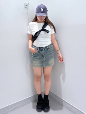 「アイテム（デニムスカート）」を使った、amiriiiさん（レディース・161cm・10代）の夏コーディネート