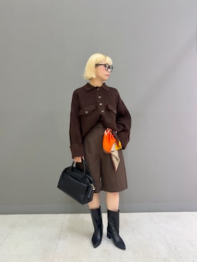 「SENSE OF PLACE by URBAN RESEARCH（センスオブプレイスバイアーバンリサーチ）のニットショートジャケット（その他アウター）」を使った、misuzuさん（レディース・153cm）の秋コーディネート