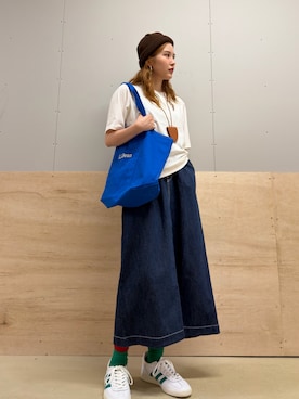 「URBAN RESEARCH DOORS（アーバンリサーチドアーズ）の『別注』adidas×DOORS　HANDBALL SPEZIAL（スニーカー、ホワイト系）」を使った、カトソンさん（レディース・158cm）の夏コーディネート