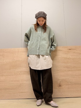 「アイテム（ハンチング/ベレー帽）」を使った、カトソンさん（レディース・158cm）の秋コーディネート