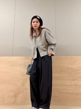 「URBAN RESEARCH DOORS（アーバンリサーチドアーズ）の『WEB/一部店舗限定カラー』コットンスウェットZIPカーディガン（カーディガン/ボレロ）」を使った、カトソンさん（レディース・158cm）の秋コーディネート
