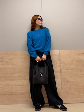 「URBAN RESEARCH（アーバンリサーチ）のウール100 クルーネックソフトニット（ニット/セーター）」を使った、カトソンさん（レディース・158cm）の秋コーディネート