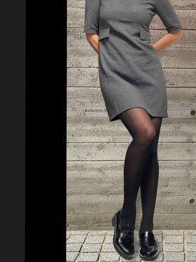 「heureuxのアイテム（ローファー、ブラック系）」を使った、ミントさん（レディース・160cm）の秋コーディネート