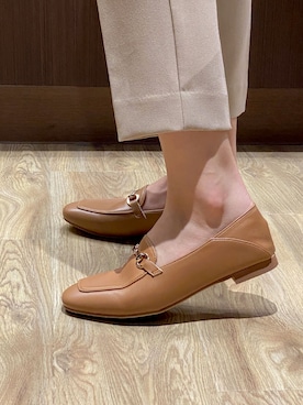 「heureuxのアイテム（ローファー、ブラウン系）」を使った、ミントさん（レディース・160cm）の夏コーディネート