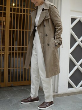 「heureuxのアイテム（ローファー、ブラウン系）」を使った、ミントさん（レディース・160cm）の秋コーディネート