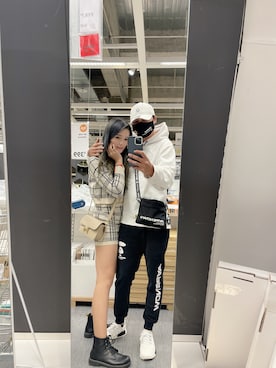 「AAPE BY A BATHING APE（エーエイプバイアベイシングエイプ）のアイテム（パンツ）」を使った、許翔さん（メンズ・178cm）の冬コーディネート