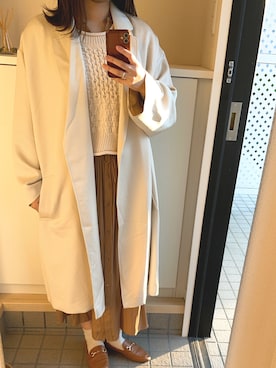 「ビットローファー」｜「アイテム（シャツワンピース）」を使った、hachiさん（レディース・160cm）の秋コーディネート