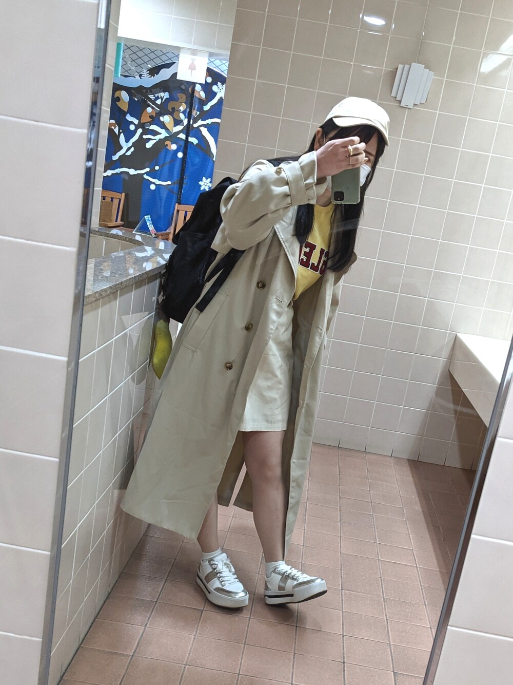 「今日のコーデ、今日の服、コーデ記録、プチプラコーデ」｜「RETRO GIRLのアイテム（トレンチコート、ベージュ系）」を使った、セキレイさん（レディース・160cm）の春コーディネートの1枚目の写真