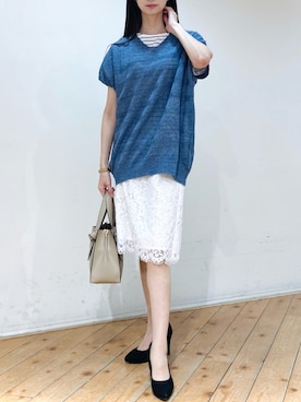 「サマーニット」｜「アイテム（アンサンブル）」を使った、m.tさん（レディース・163cm）の夏コーディネート