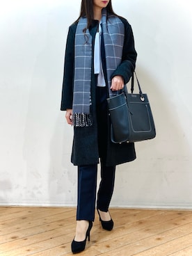 「ボウタイブラウス」｜「アイテム（スーツセット）」を使った、m.tさん（レディース・163cm）の冬コーディネート