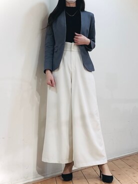 「アイテム（スーツジャケット、グレー系）」を使った、m.tさん（レディース・163cm）の夏コーディネート