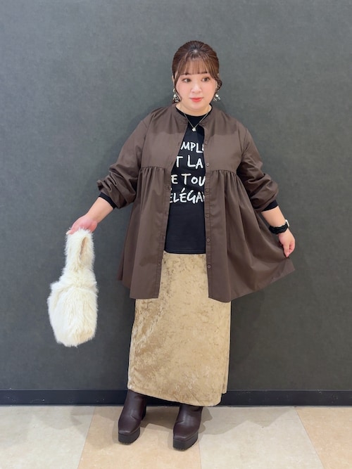 セール】【S-LL】自然に体型カバー 切り替えギャザーチュニックシャツ